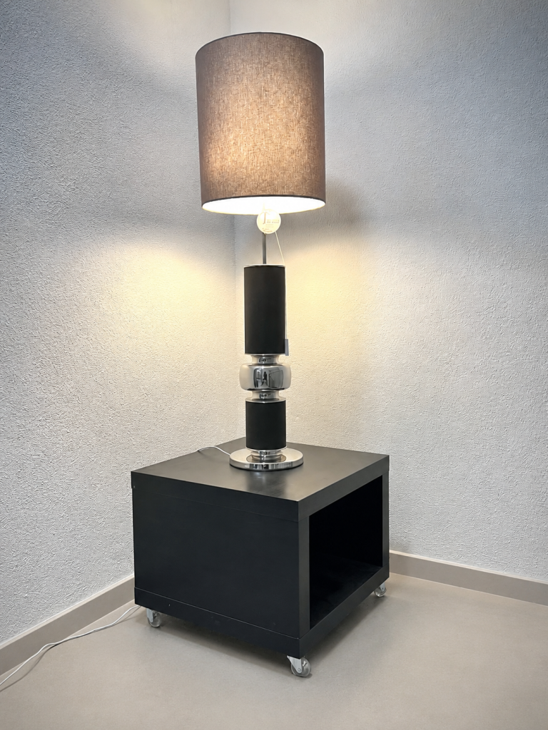Murano Sommerso Gold & Black Ribbed Glass Lamp Bases Pair of Murano Bullicante Glass Lamps – GESO Label, in the Style of Paolo Venini (c.1960s)