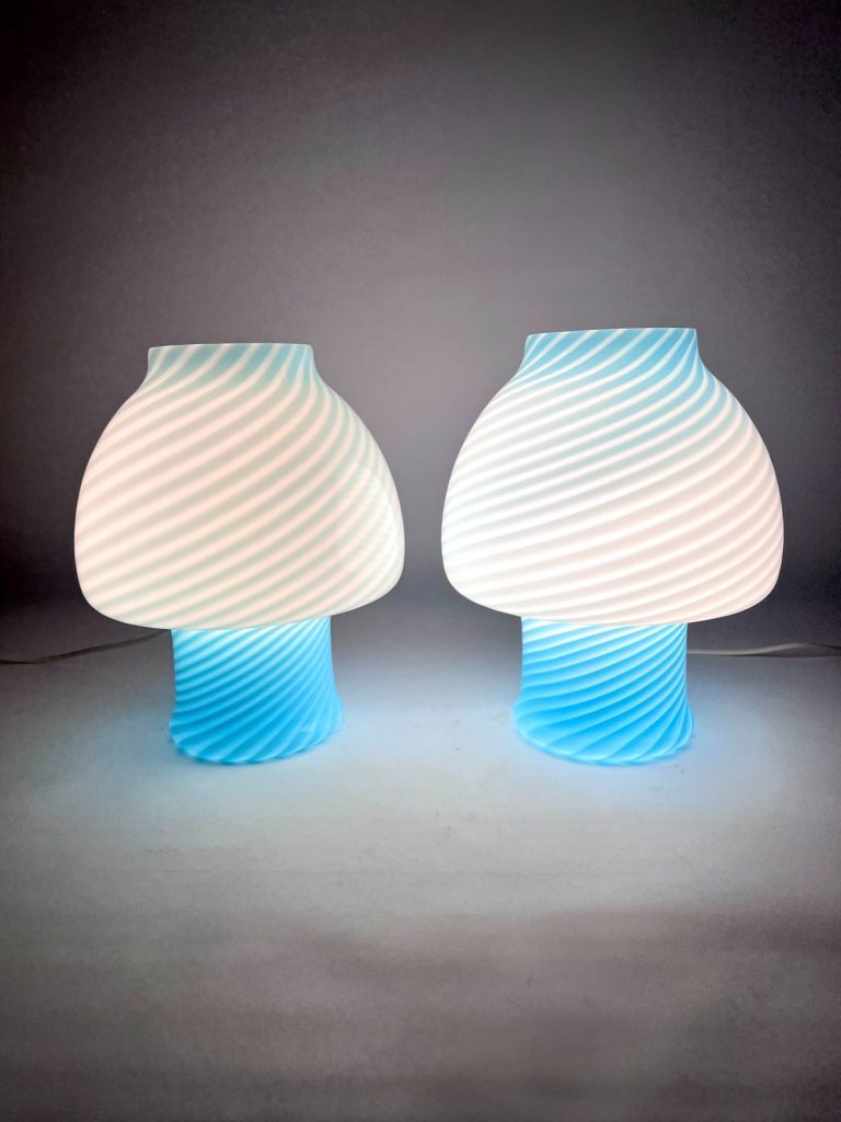 Murano Glass Table Lamps – Vetri Murano Swirl Design, Italy 1970s