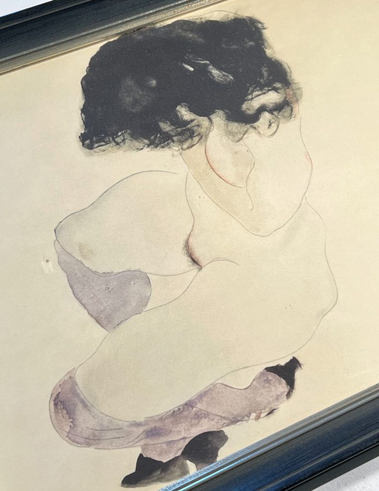 Egon Schiele – The Nude with Violet Stockings and Black Hair, Offset Print | Original Dimensions