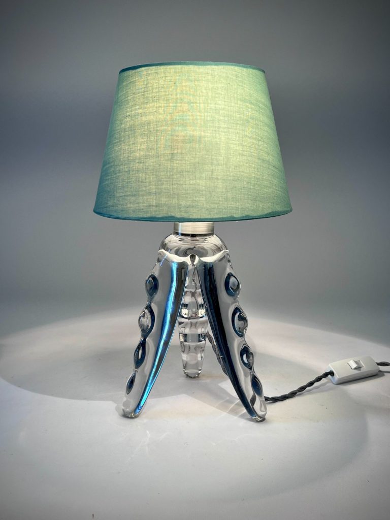 Murano Sommerso Gold & Black Ribbed Glass Lamp Bases Pair of Murano Bullicante Glass Lamps – GESO Label, in the Style of Paolo Venini (c.1960s)