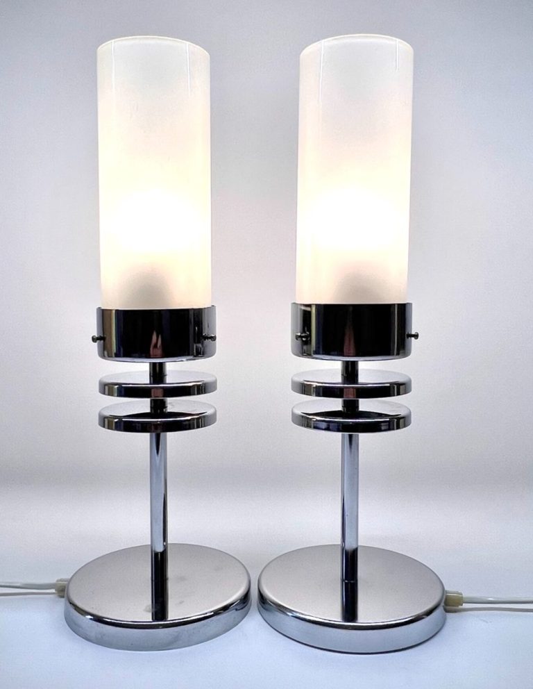 Pair of German Chrome Table Lamps